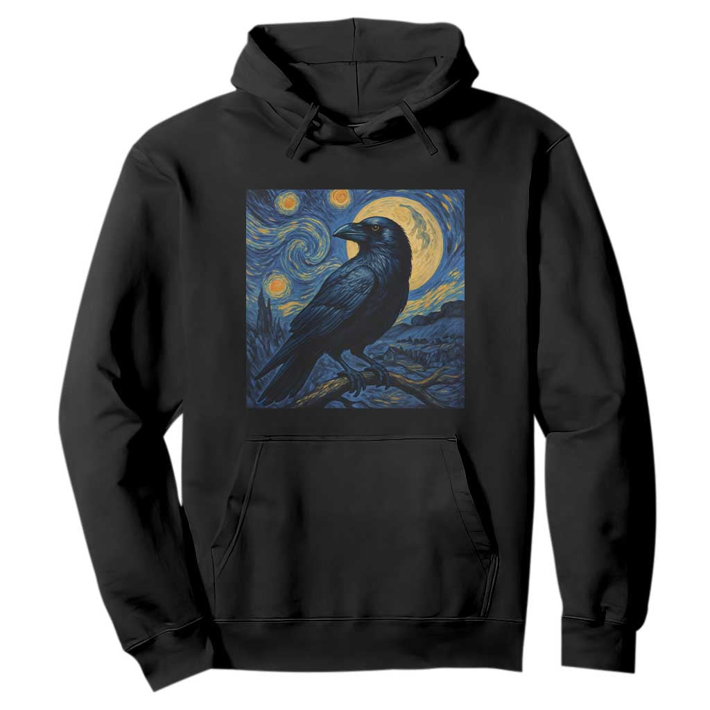Starry Night Raven Moon Van Gogh Hoodie TS14 Black Print Your Wear