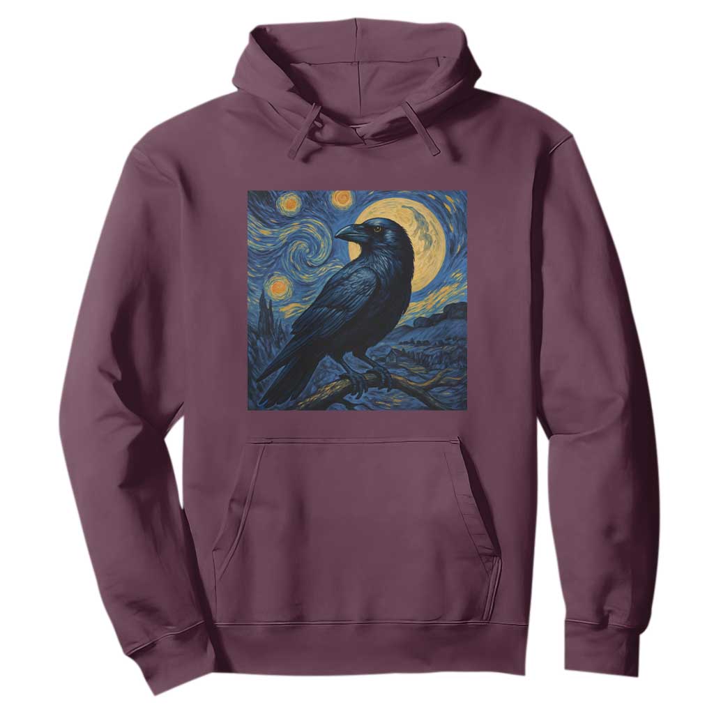 Starry Night Raven Moon Van Gogh Hoodie TS14 Maroon Print Your Wear