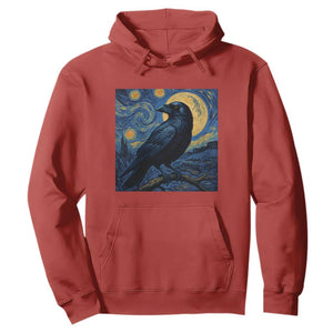 Starry Night Raven Moon Van Gogh Hoodie TS14 Red Print Your Wear