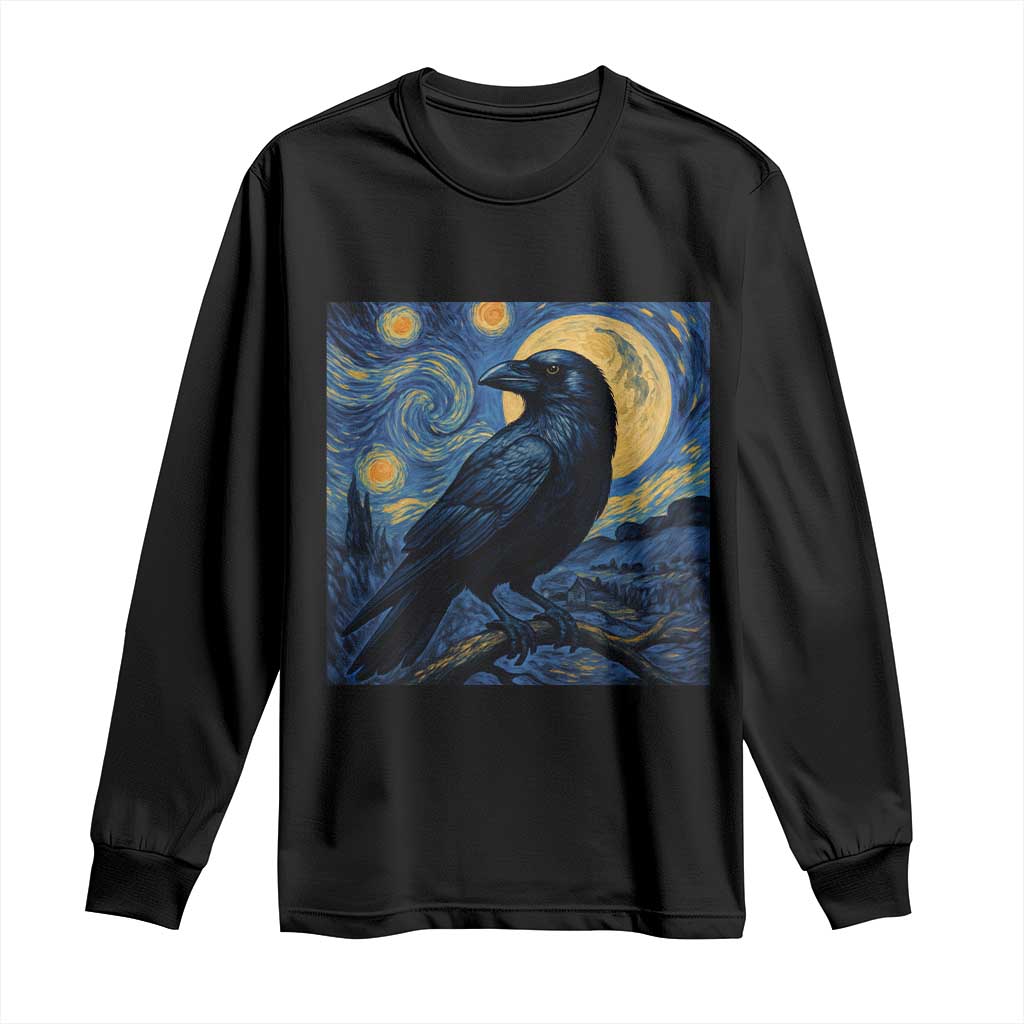 Starry Night Raven Moon Van Gogh Long Sleeve Shirt TS14 Black Print Your Wear
