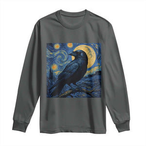 Starry Night Raven Moon Van Gogh Long Sleeve Shirt TS14 Dark Heather Print Your Wear