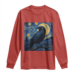 Starry Night Raven Moon Van Gogh Long Sleeve Shirt TS14 Red Print Your Wear