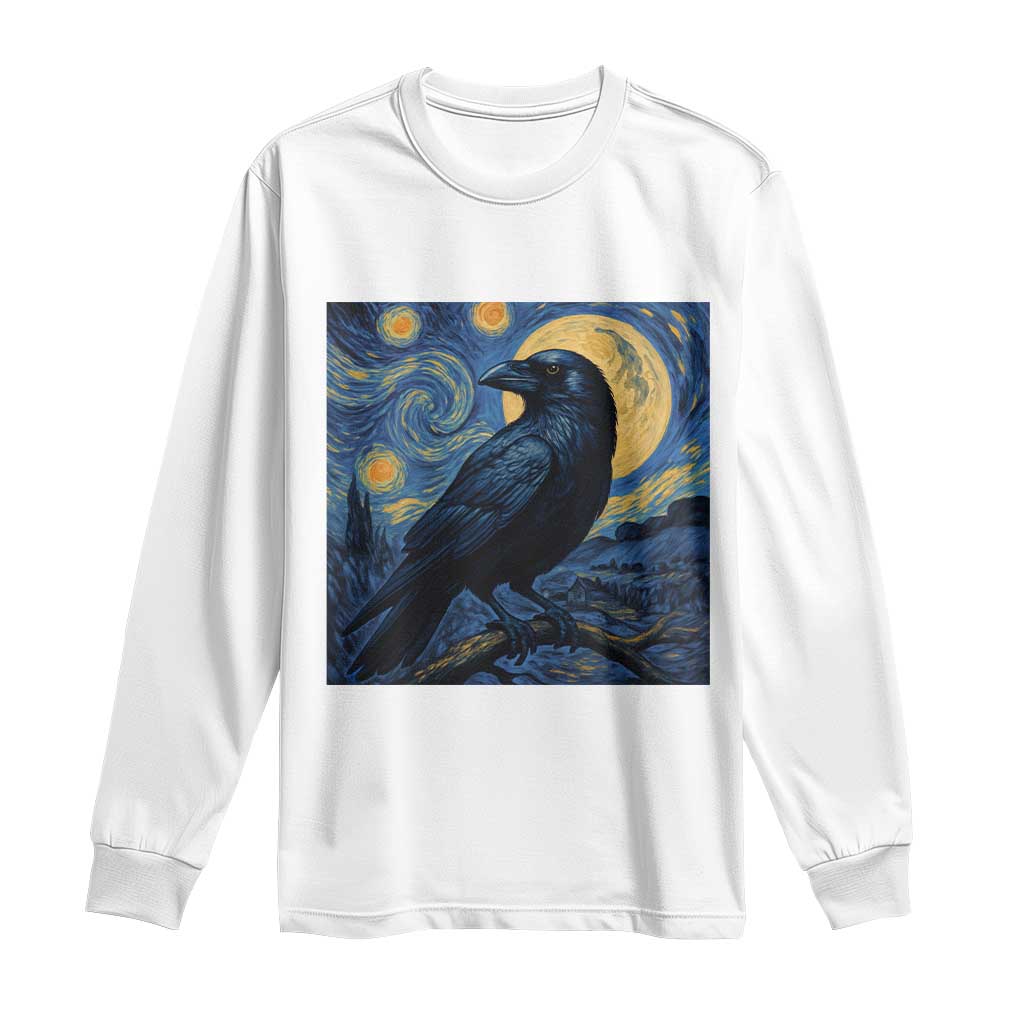 Starry Night Raven Moon Van Gogh Long Sleeve Shirt TS14 White Print Your Wear