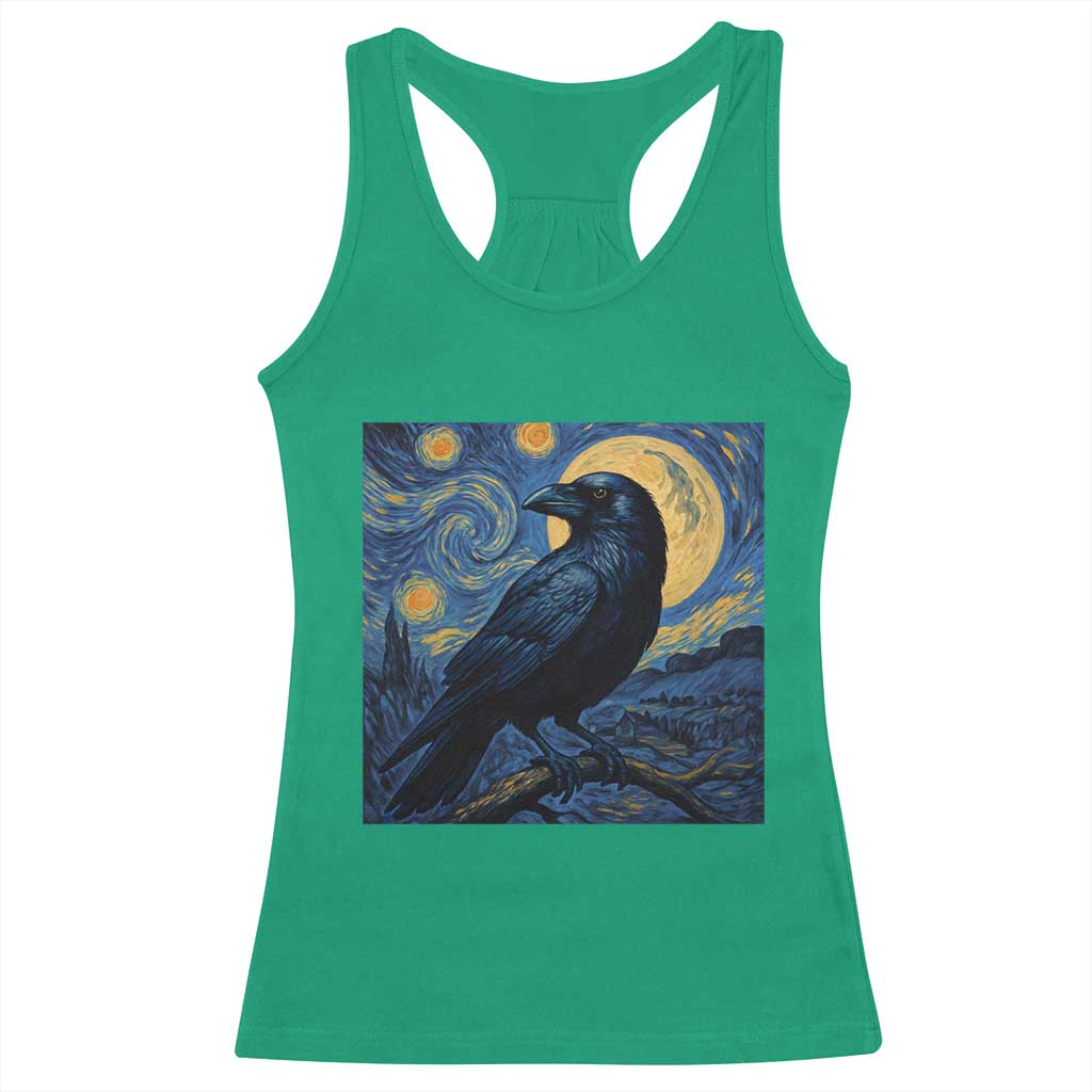 Starry Night Raven Moon Van Gogh Racerback Tank Top TS14 Irish Green Print Your Wear