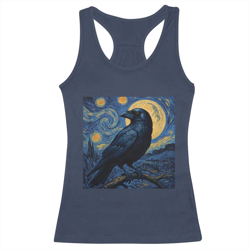 Starry Night Raven Moon Van Gogh Racerback Tank Top TS14 Navy Print Your Wear