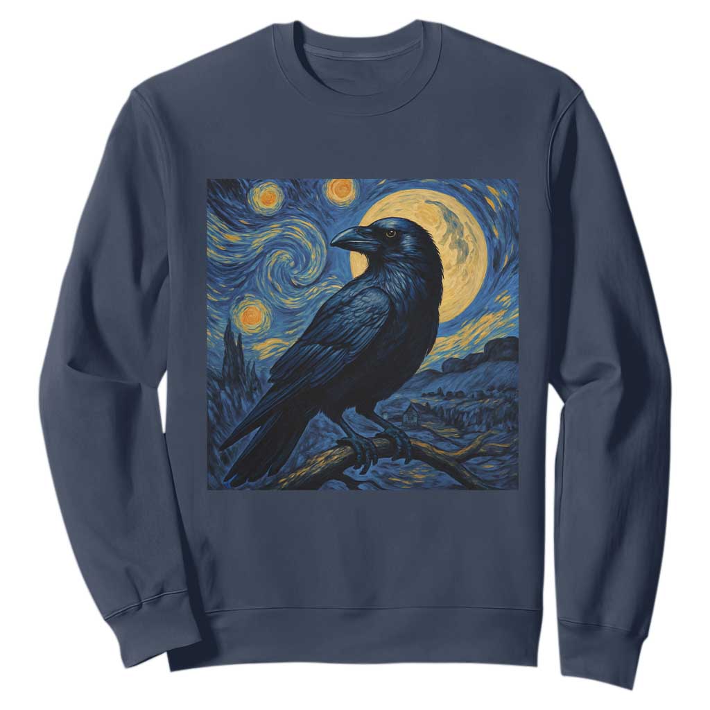 Starry Night Raven Moon Van Gogh Sweatshirt TS14 Navy Print Your Wear