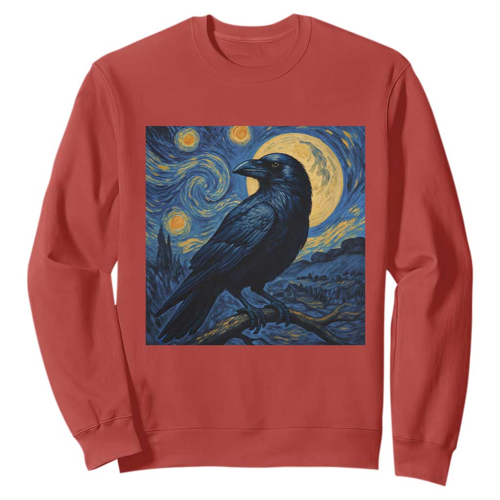 Starry Night Raven Moon Van Gogh Sweatshirt TS14 Red Print Your Wear