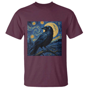 Starry Night Raven Moon Van Gogh T Shirt TS14 Maroon Print Your Wear