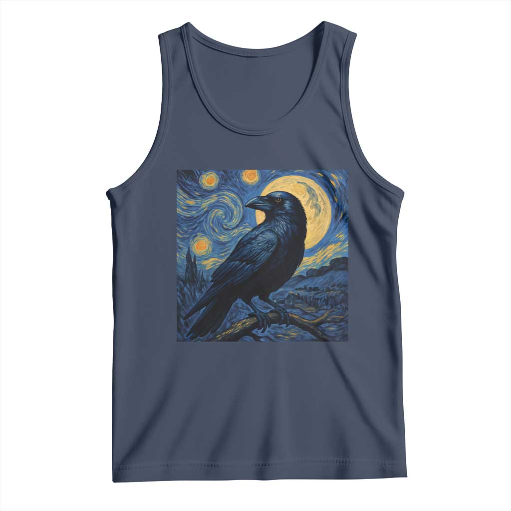 Starry Night Raven Moon Van Gogh Tank Top TS14 Navy Print Your Wear