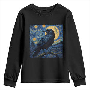 Starry Night Raven Moon Van Gogh Youth Sweatshirt TS14 Black Print Your Wear