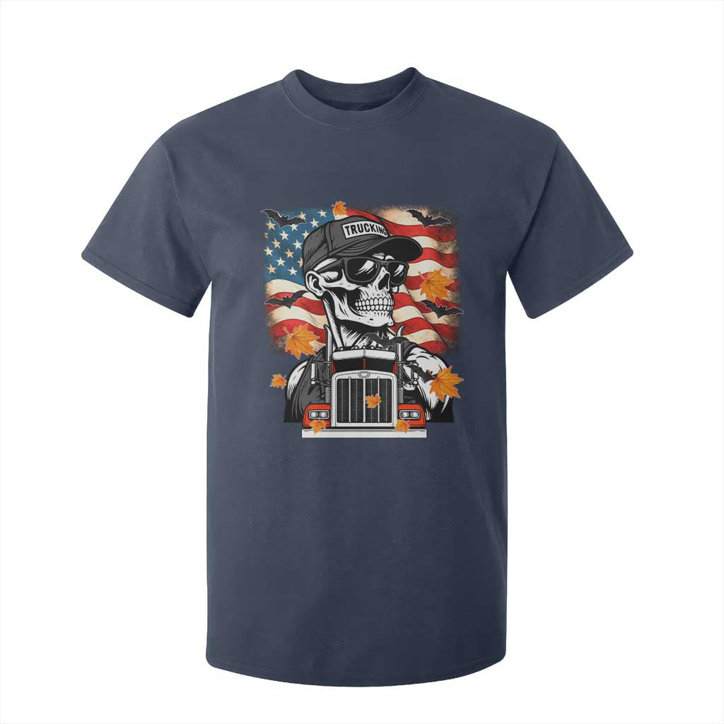 Patriotic Trucker Skeleton American Flag T Shirt For Kid TS14 Navy Print Your Wear
