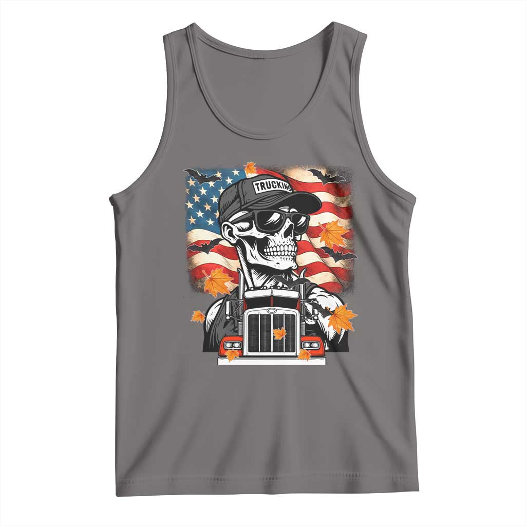 Patriotic Trucker Skeleton American Flag Tank Top TS14 Deep Heather Print Your Wear