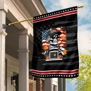 Patriotic Trucker Skeleton American Flag Garden Flag TS14 Distressed Black Red Print Your Wear
