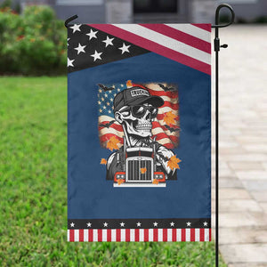 Patriotic Trucker Skeleton American Flag Garden Flag TS14 Classic Blue Black Print Your Wear