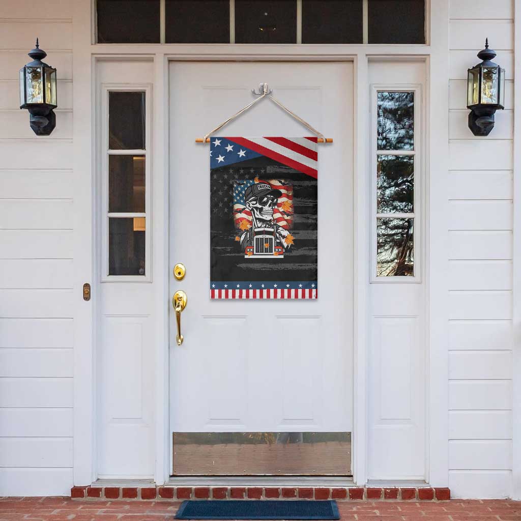 Patriotic Trucker Skeleton American Flag Garden Flag TS14 Print Your Wear