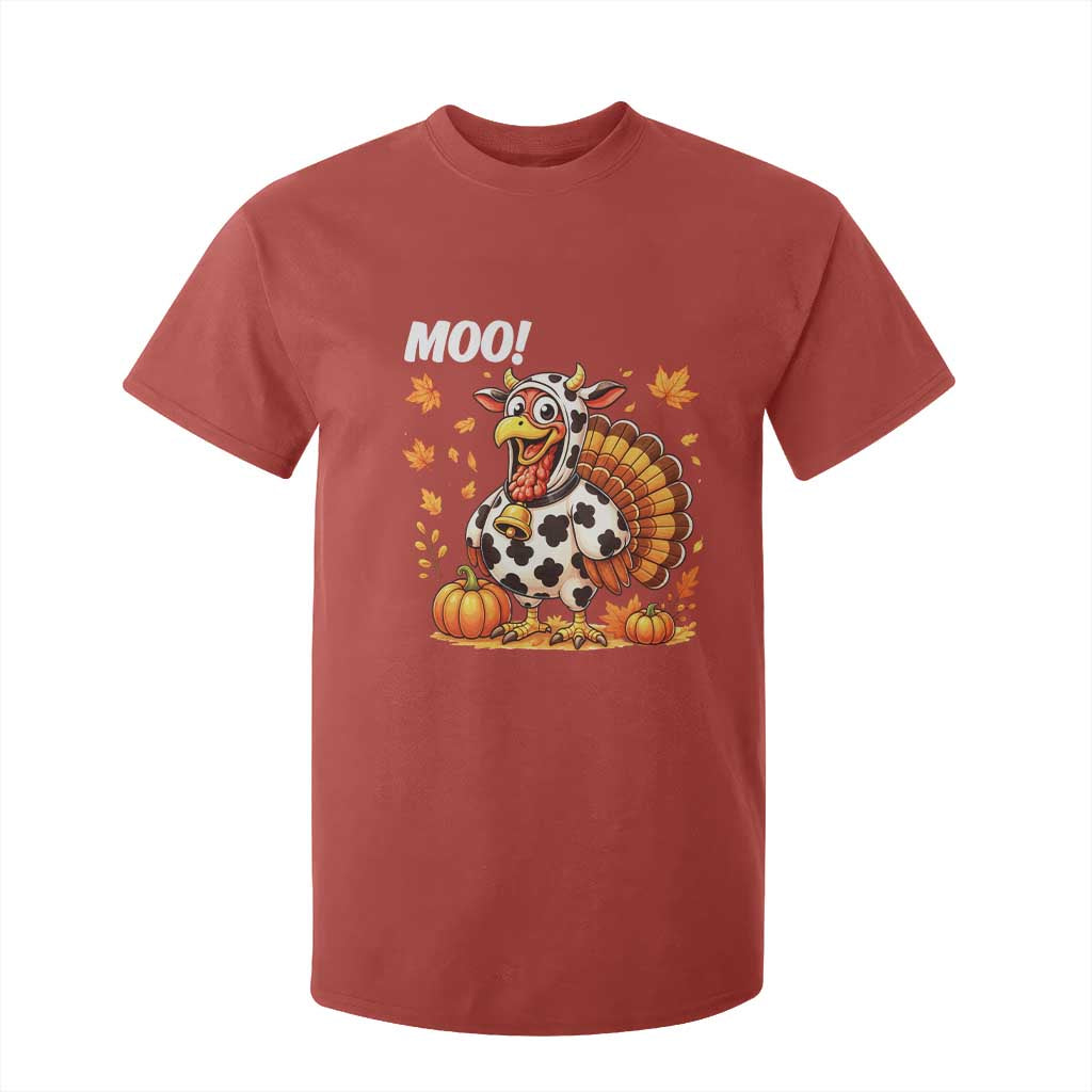 Funny Thanksgiving T Shirt For Kid Turkey Moo TS14 Red Print Your Wear