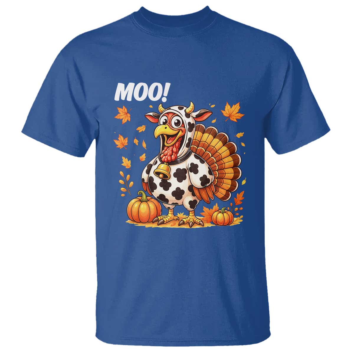 Funny Thanksgiving T Shirt Turkey Moo TS14 Royal Blue Print Your Wear