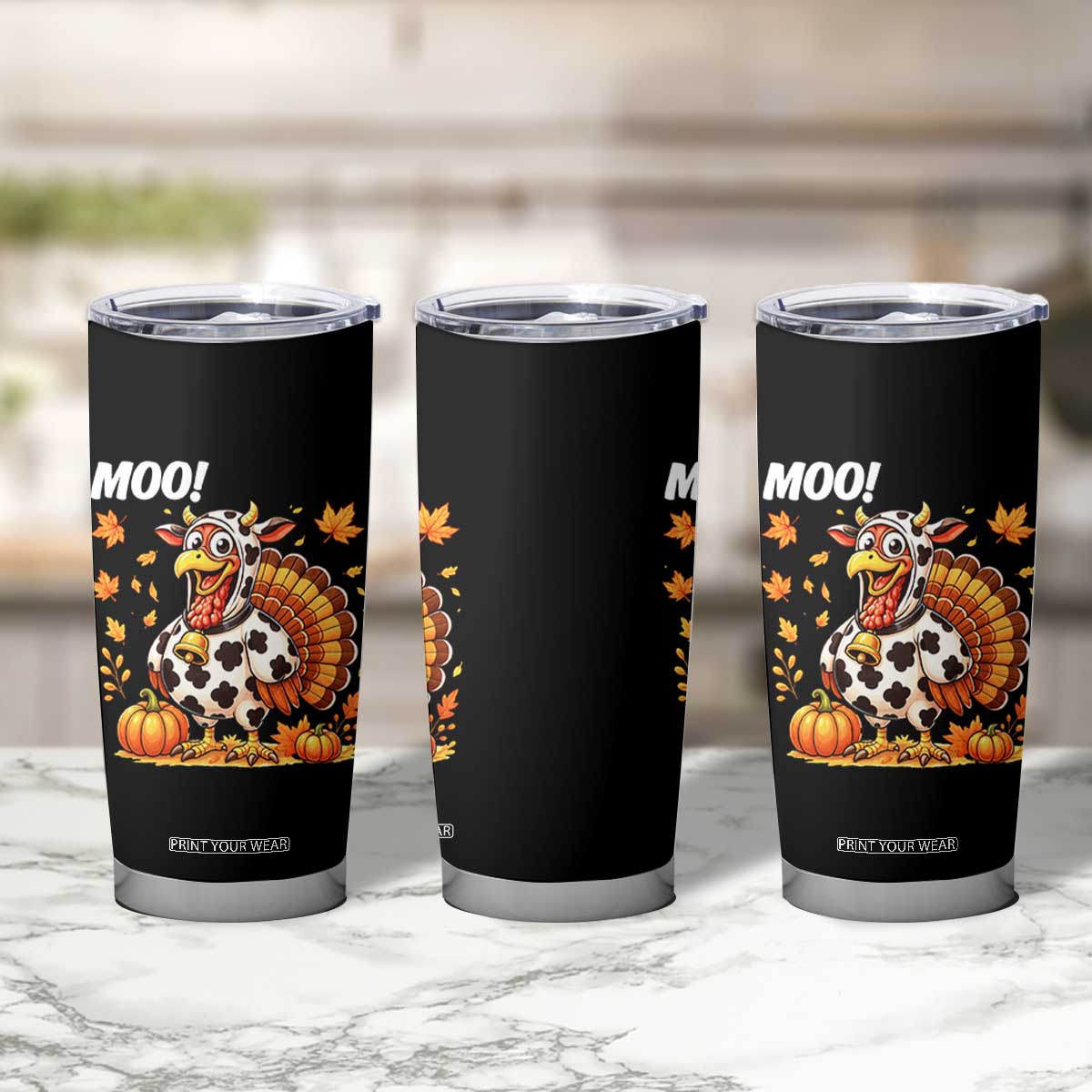 Funny Thanksgiving Tumbler Cup Turkey Moo TS14 Print Your Wear