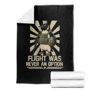 Flight was Never an Option Tactical Penguin Throw Blanket Funny Bird Meme TS14 Black Print Your Wear