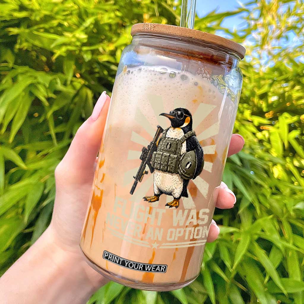 Flight was Never an Option Tactical Penguin Glass Can Funny Bird Meme TS14 Black Print Your Wear
