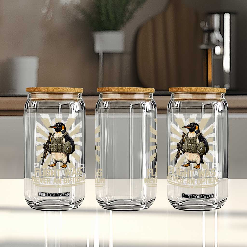 Flight was Never an Option Tactical Penguin Glass Can Funny Bird Meme TS14 Print Your Wear