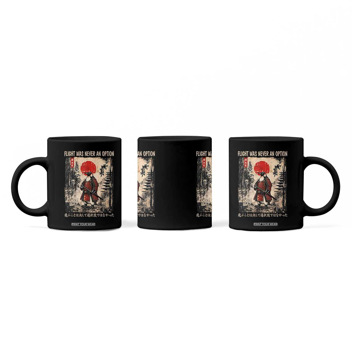 Flight was Never an Option Samurai Penguin Japanese Coffee Mug Vintage Graphic Ukiyo-e Art Funny TS14 Print Your Wear