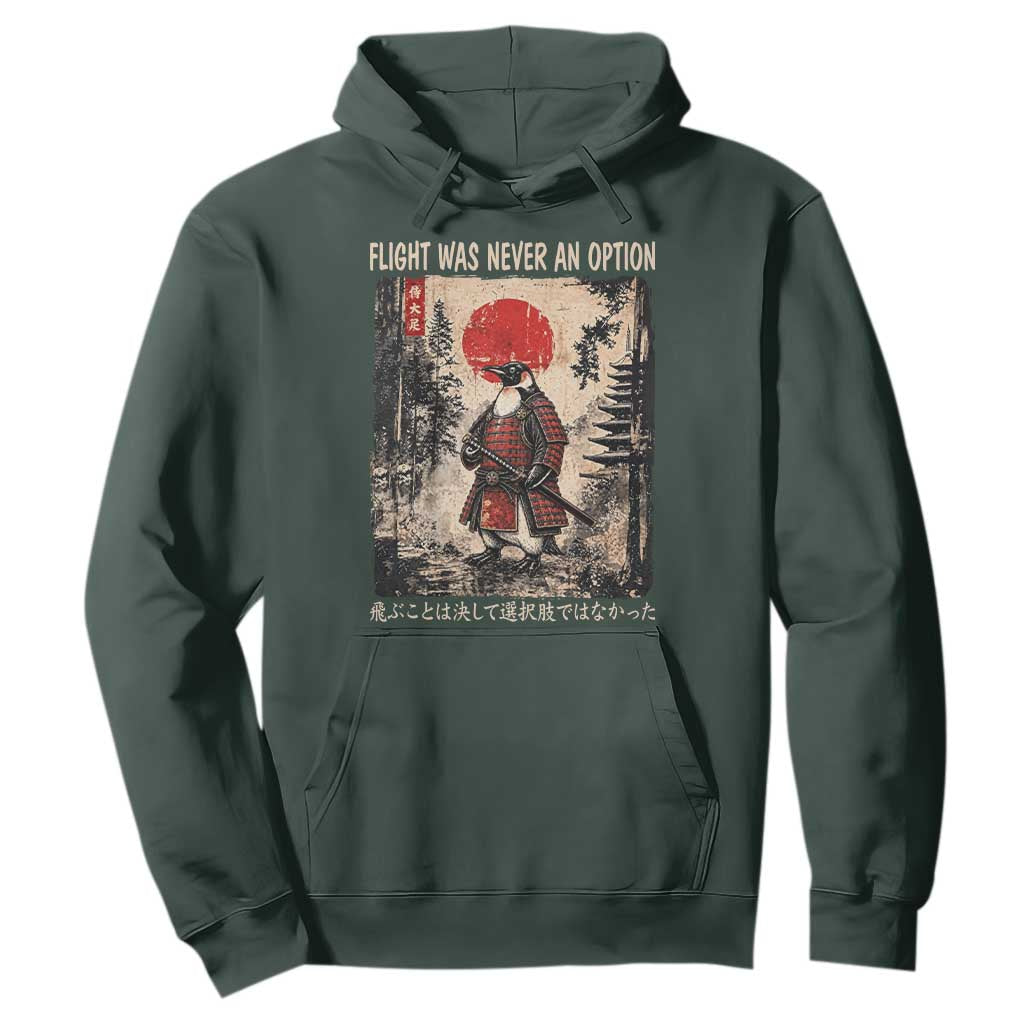 Flight was Never an Option Samurai Penguin Japanese Hoodie Vintage Graphic Ukiyo-e Art Funny TS14 Dark Forest Green Print Your Wear