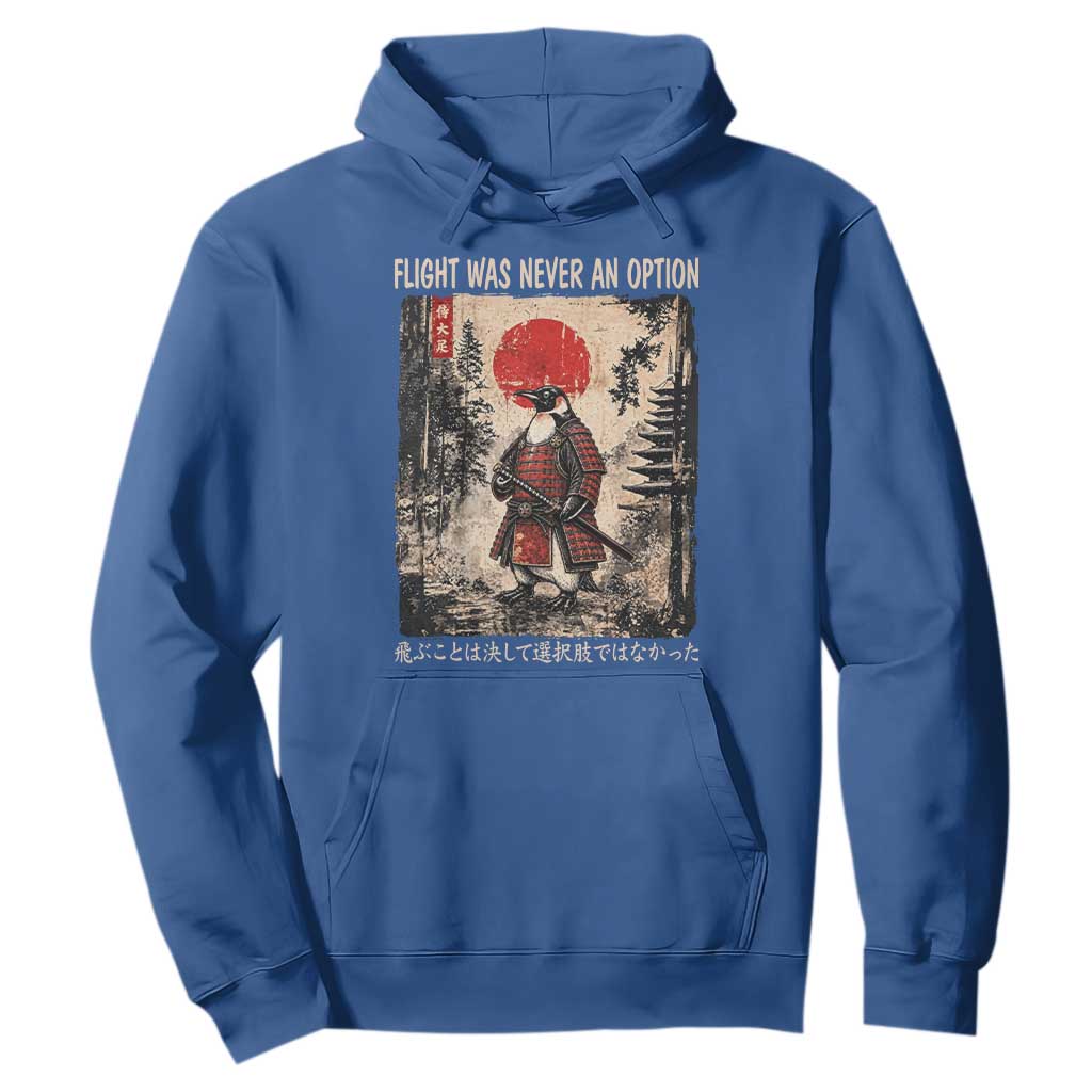 Flight was Never an Option Samurai Penguin Japanese Hoodie Vintage Graphic Ukiyo-e Art Funny TS14 Royal Blue Print Your Wear