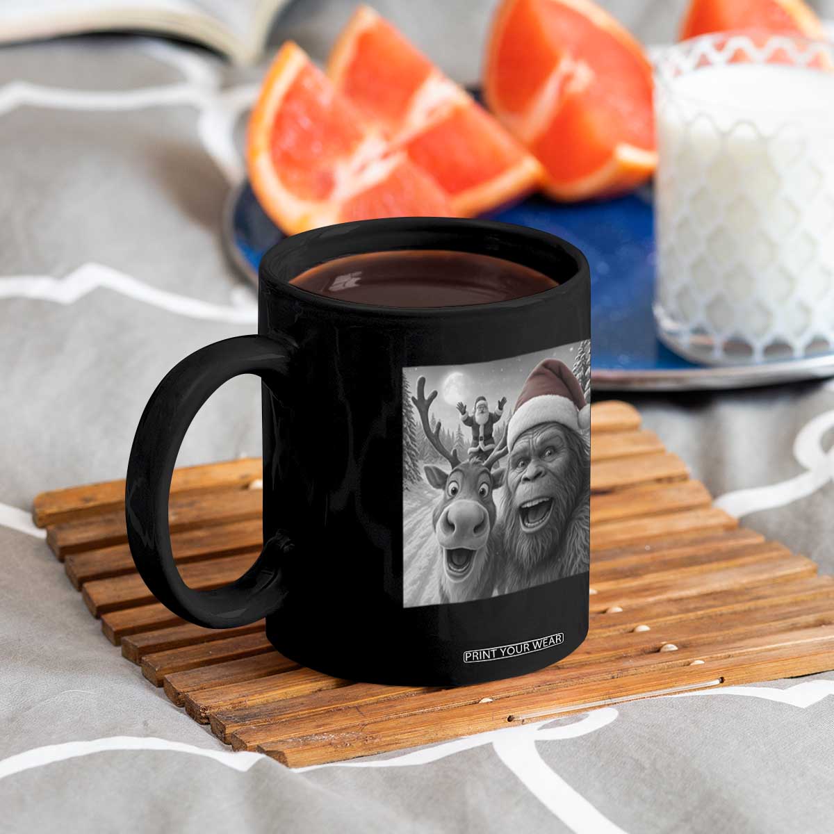 Funny Bigfoot Selfie Christmas Coffee Mug Santa Reindeer Sasquatch Xmas TS14 Print Your Wear