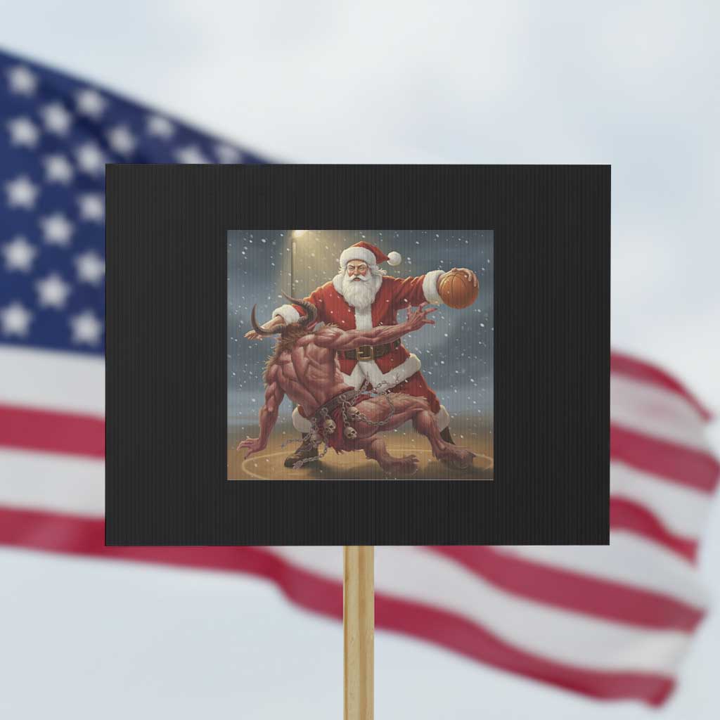 Funny Santa Basketball Protest Sign Satan Christmas Meme TS14 Horizontal 18