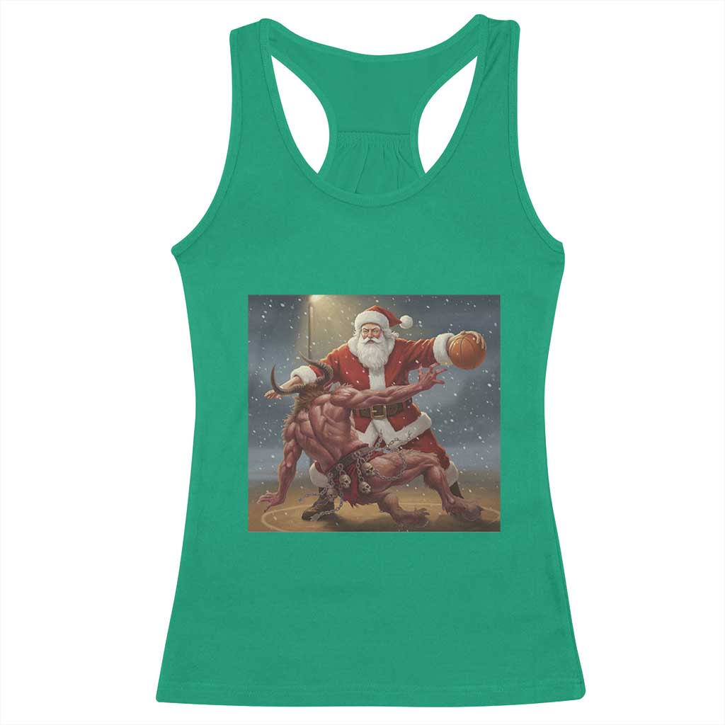 Funny Santa Basketball Racerback Tank Top Satan Christmas Meme TS14 Irish Green Print Your Wear