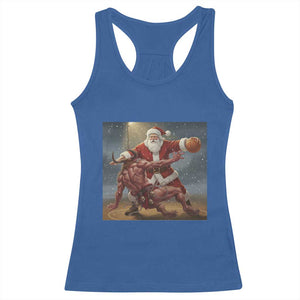 Funny Santa Basketball Racerback Tank Top Satan Christmas Meme TS14 Royal Blue Print Your Wear