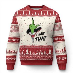 I Saw That Ugly Christmas Sweater Funny Elf Hand Xmas TS14 Beige Red Print Your Wear