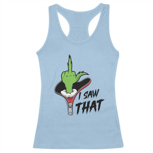 I Saw That Racerback Tank Top Funny Elf Hand Christmas TS14 Light Blue Print Your Wear