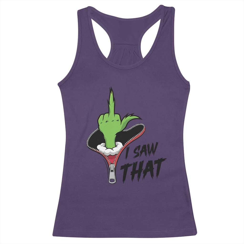 I Saw That Racerback Tank Top Funny Elf Hand Christmas TS14 Purple Print Your Wear