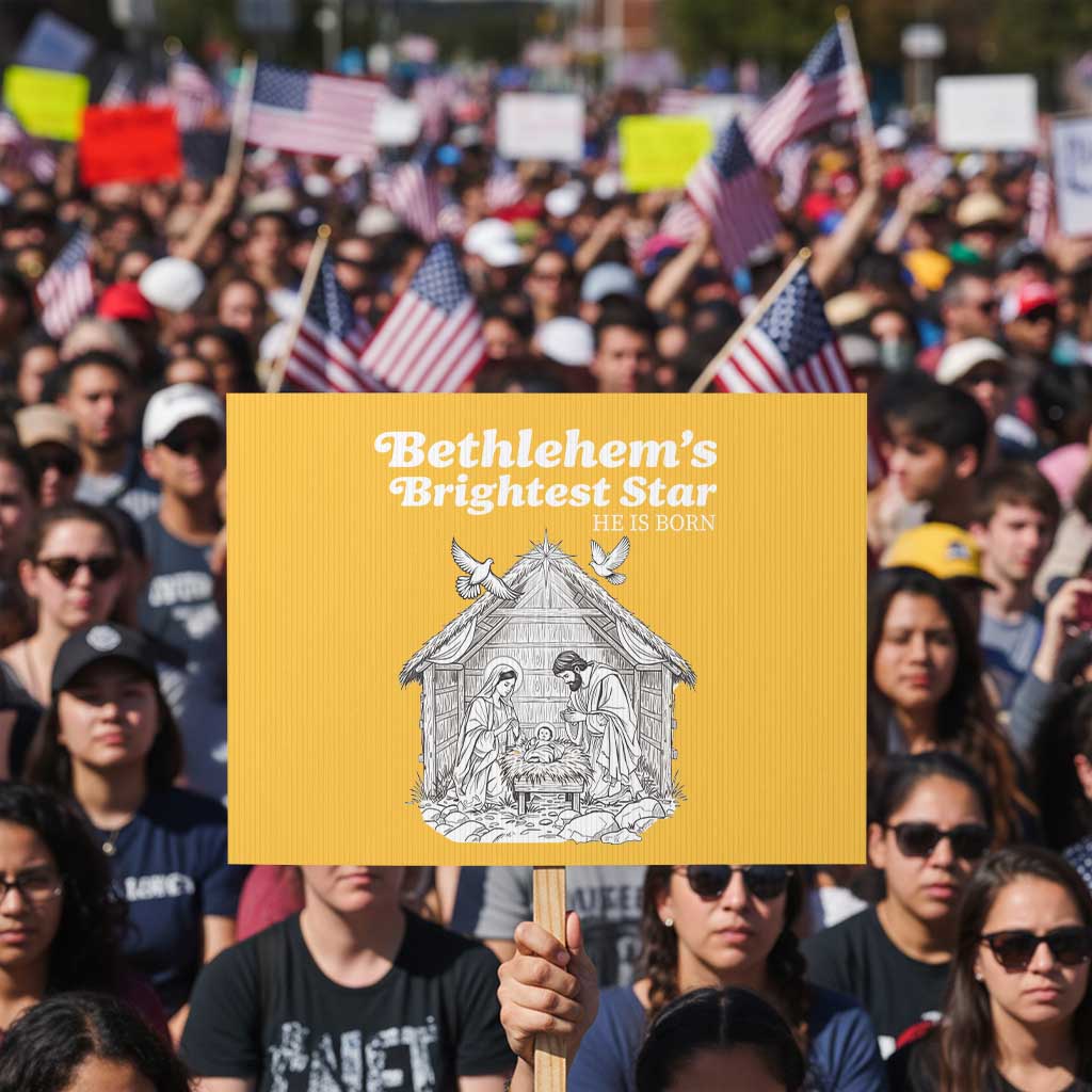 Nativity Scene Protest Sign Brightest Star of Bethlehem He Is Born Christian Christmas TS14 Horizontal 18