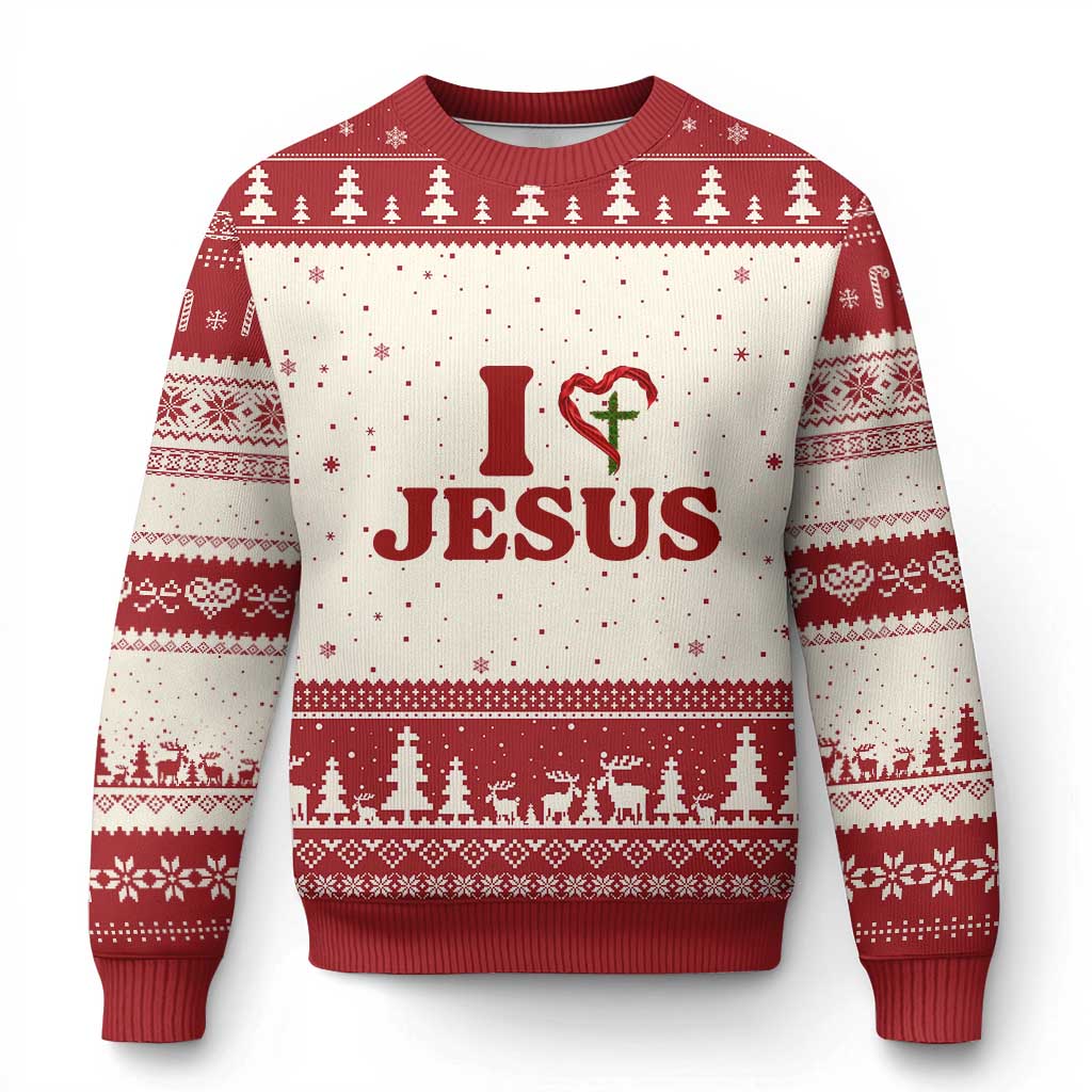 Jesus Christian Ugly Christmas Sweater Religious Faith Inspirational Bible Verse TS14 Beige Red Print Your Wear