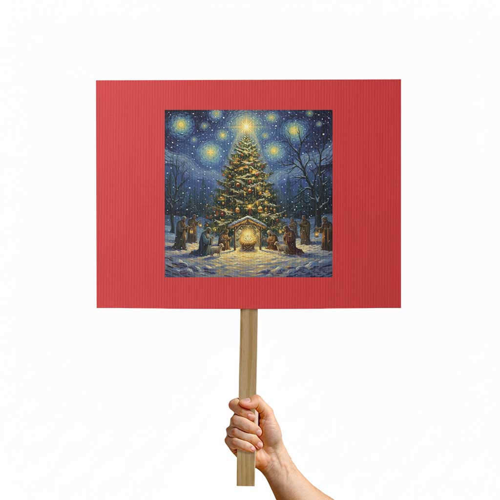 Nativity Scene Protest Sign Christmas Starry Night Christian Jesus Baby Jesus Holiday TS14 Horizontal 18