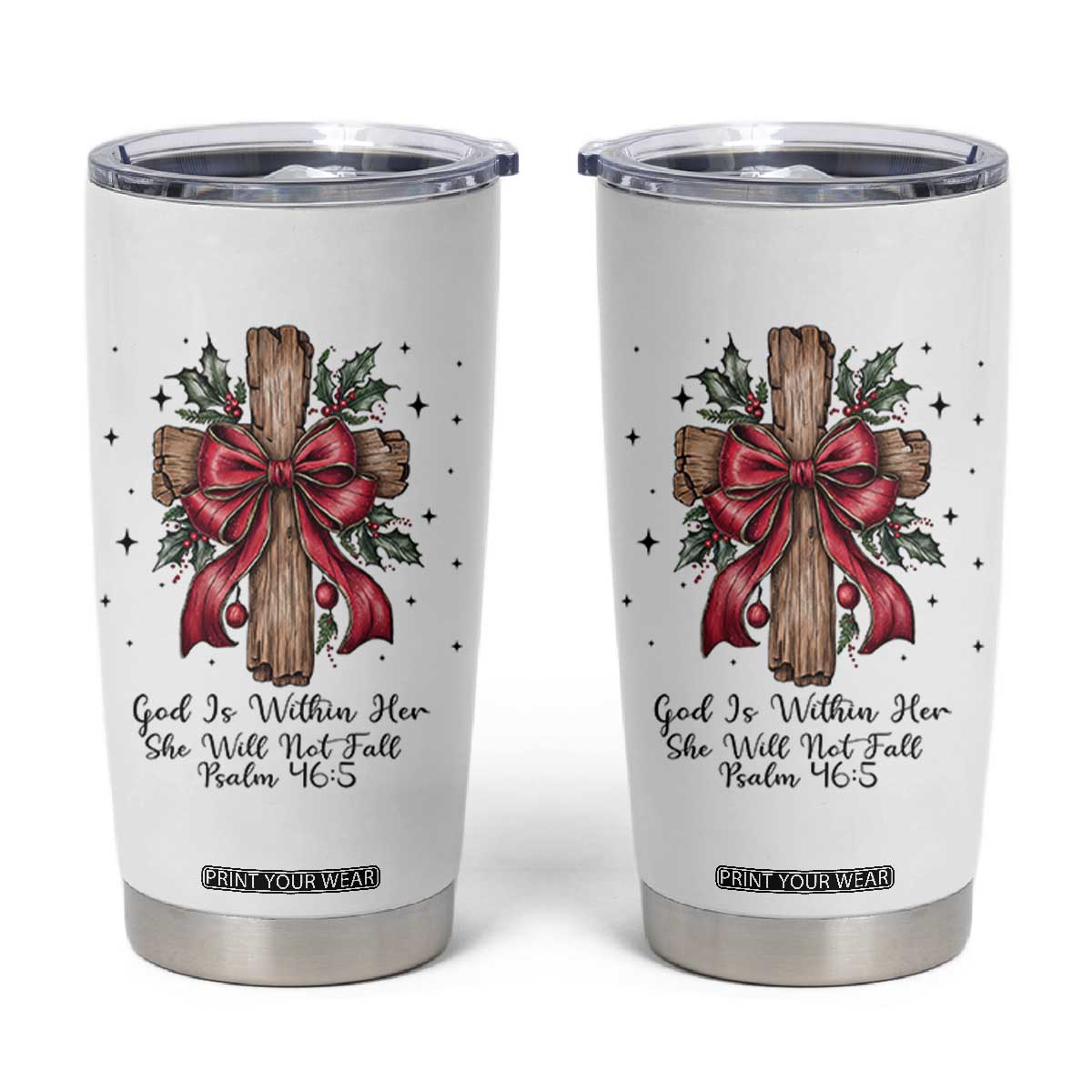 Jesus Christian Tumbler Cup Cross Bible Verse Inspirational Christmas TS14 White Print Your Wear