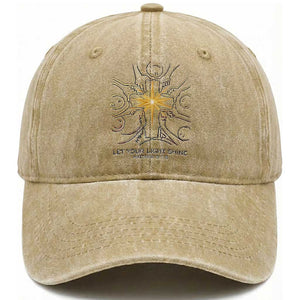 Jesus Christian Washed Cotton Baseball Cap Let Your Light Shine Matthew 5:16 TS14 Washed Cap Universal Fit Khaki Print Your Wear