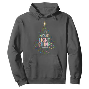 Jesus Christmas Hoodie Let Your Light Shine Matthew 5:16 TS14 Dark Heather Print Your Wear