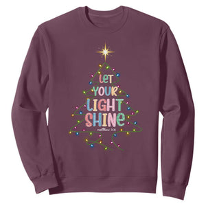 Jesus Christmas Sweatshirt Let Your Light Shine Matthew 5:16 TS14 Maroon Print Your Wear