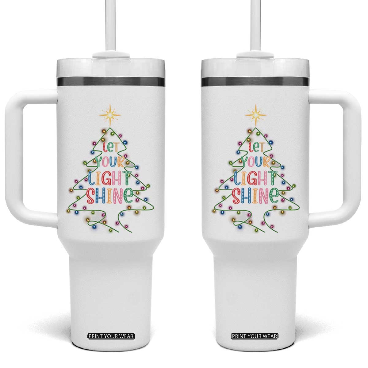 Jesus Christmas Tumbler With Handle Let Your Light Shine Matthew 5:16 TS14 One Size: 40 oz Black Print Your Wear