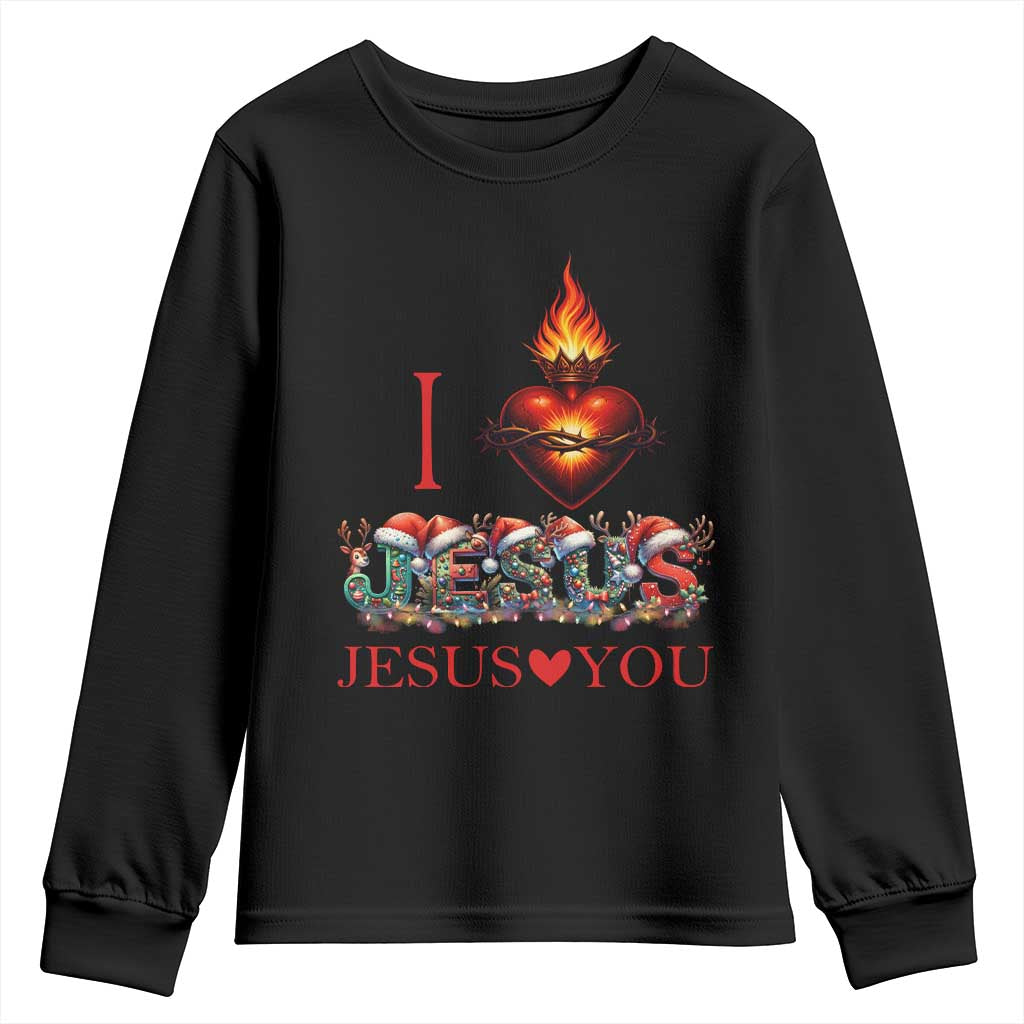 Jesus Christian Christmas Youth Sweatshirt Cross Bible Verse Faith Love TS14 Black Print Your Wear