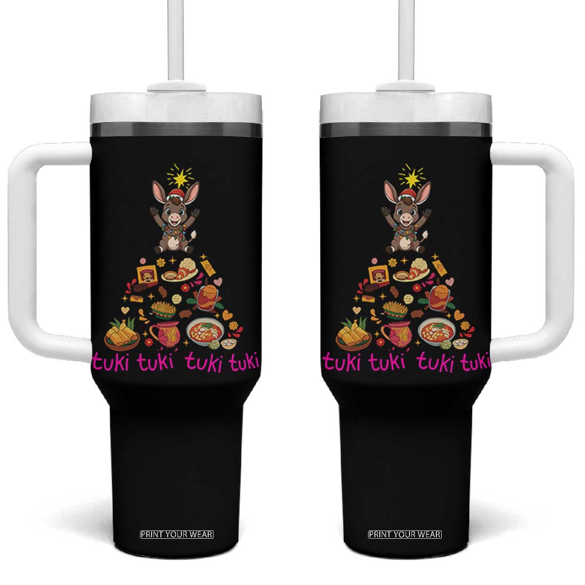 Mi Burrito Sabanero Tumbler With Handle Donkey Mexican Christmas TS14 One Size: 40 oz Black Print Your Wear