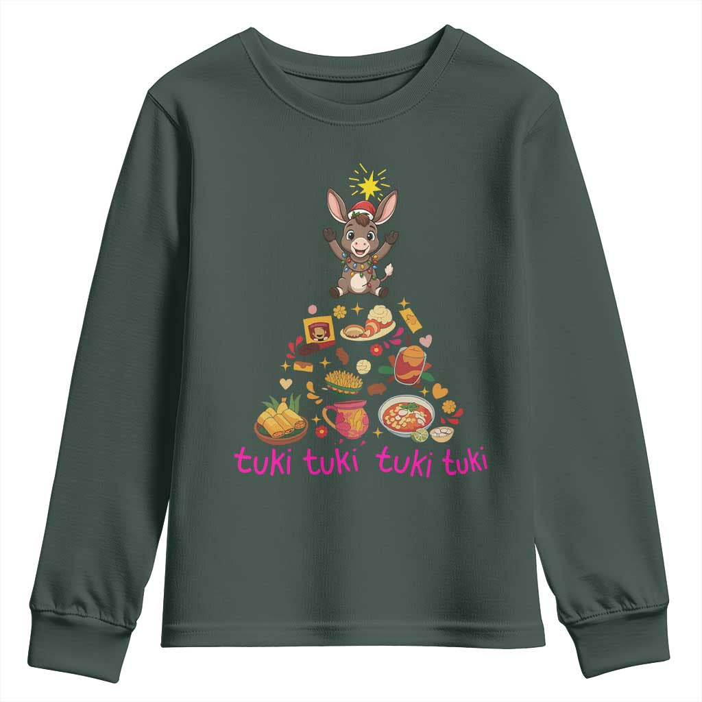 Mi Burrito Sabanero Youth Sweatshirt Donkey Mexican Christmas TS14 Dark Forest Green Print Your Wear