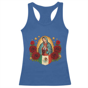 Our Lady of Guadalupe Mexican Flag Racerback Tank Top TS14 Royal Blue Print Your Wear