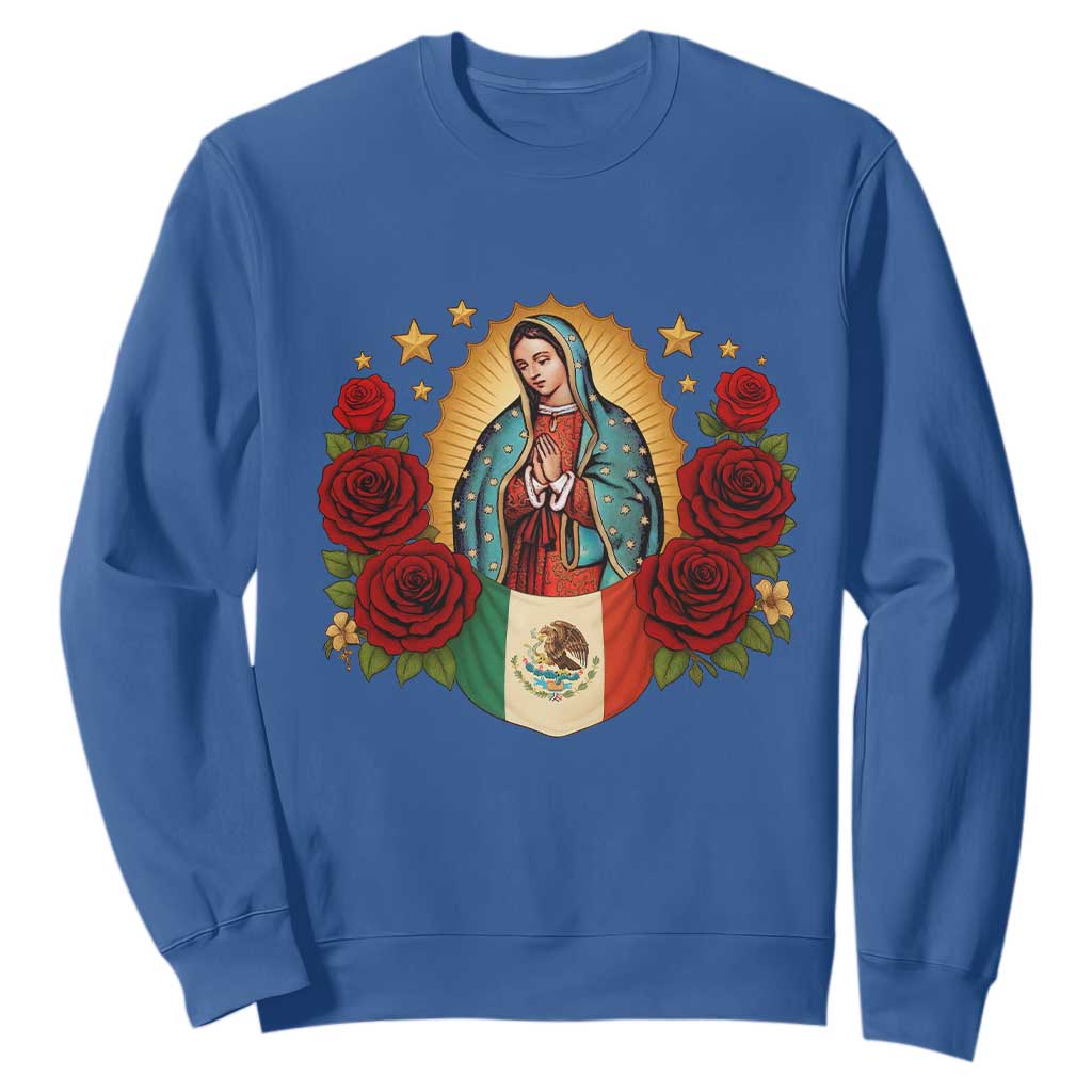 Our Lady of Guadalupe Mexican Flag Sweatshirt TS14 Royal Blue Print Your Wear