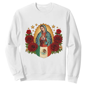 Our Lady of Guadalupe Mexican Flag Sweatshirt TS14 White Print Your Wear