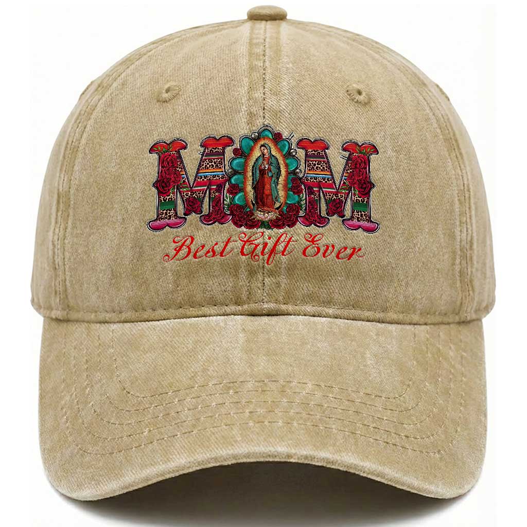 Our Lady of Guadalupe Washed Cotton Baseball Cap Virgin Mary Christian TS14 Washed Cap Universal Fit Khaki Print Your Wear